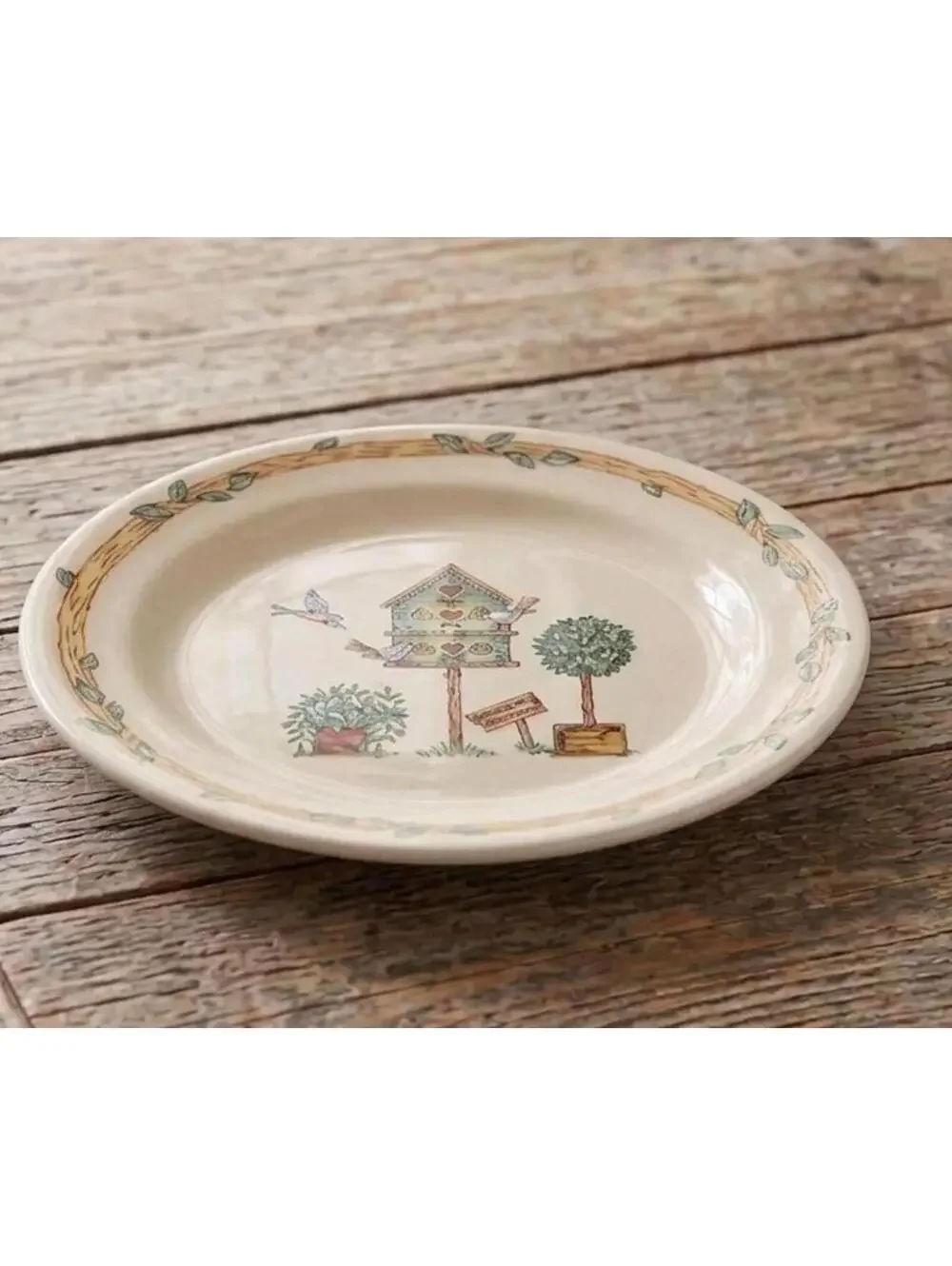 Set of 4 Thomson Pottery Birdhouse Dinner Plate 10.25